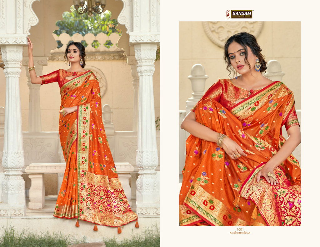 Sangam Shreelekha Latest Fancy Designer  Pure Silk Sarees Collection